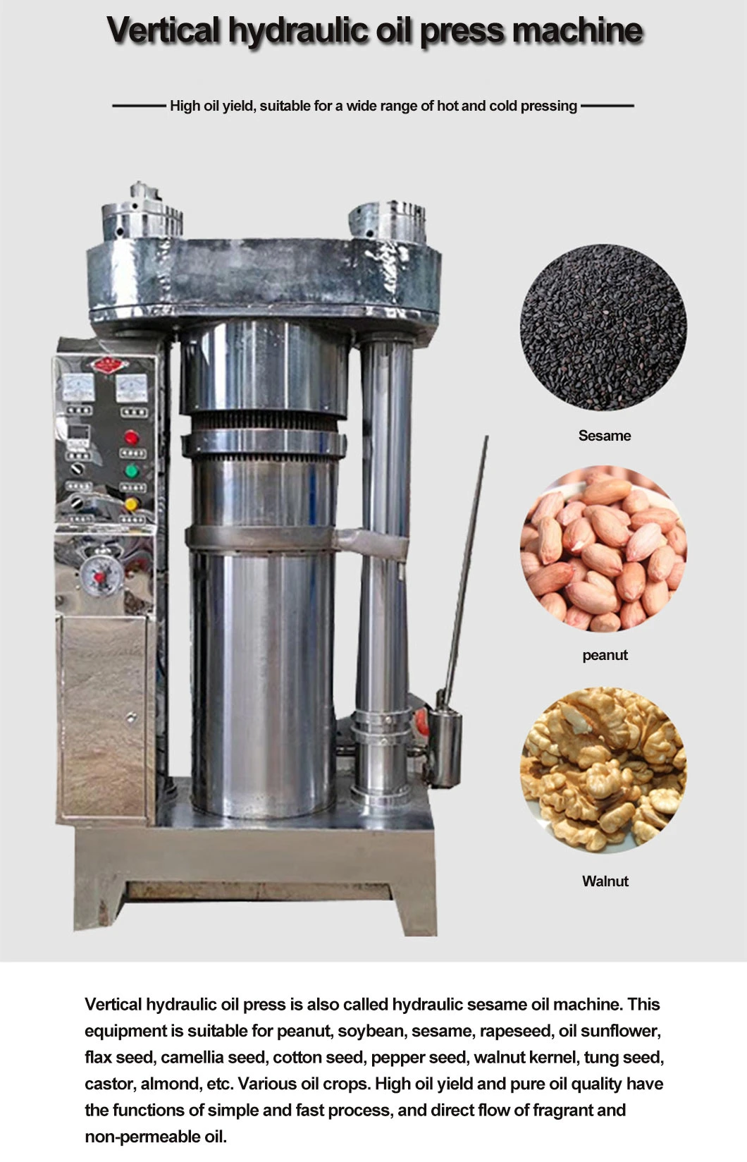 Small Business Walnut Oil Extraction Hydraulic Sesame Cold Press Machine