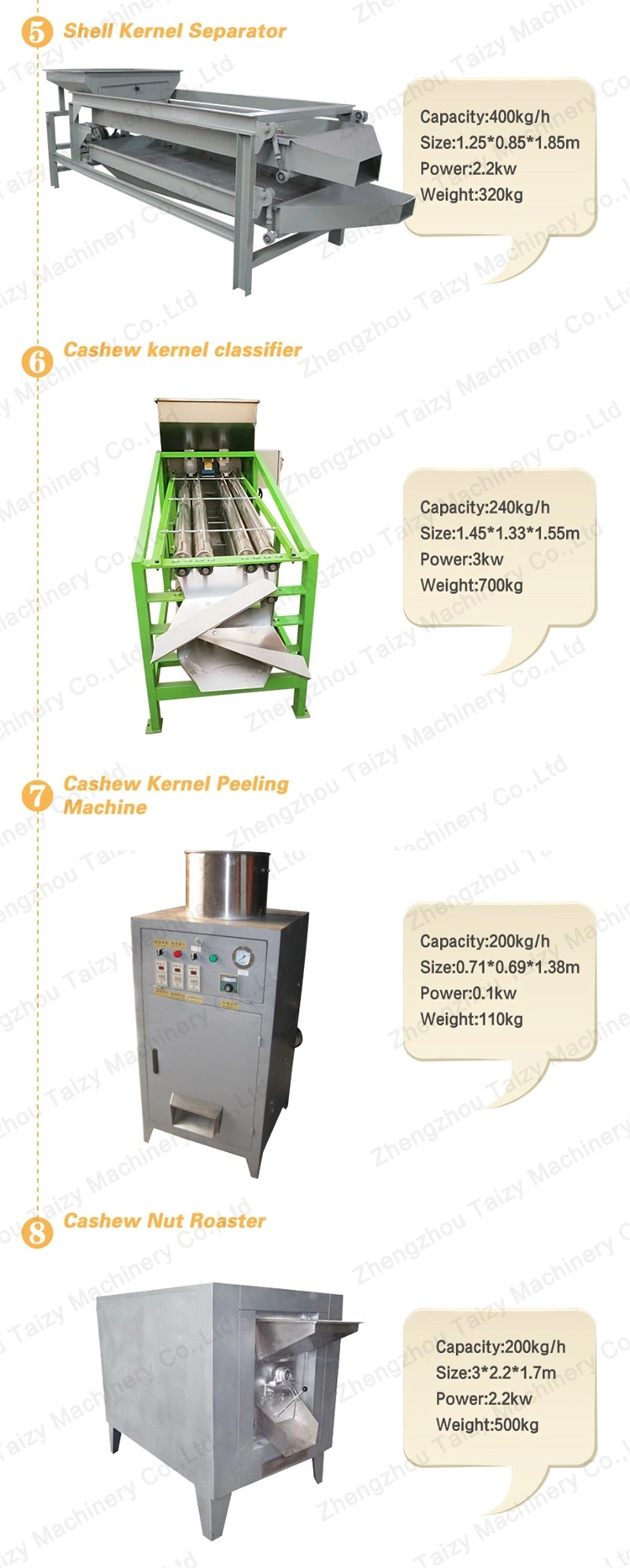 Full Automatic Cashew Nut Processing Line Cashew Shelling and Peeling Production Line